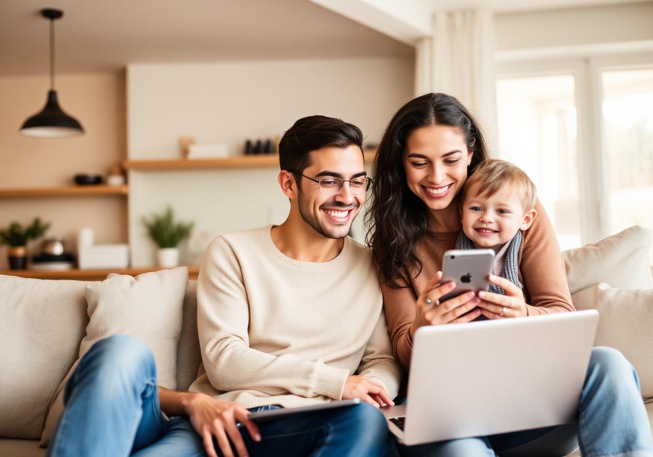 Famílias utilizando serviços digitais